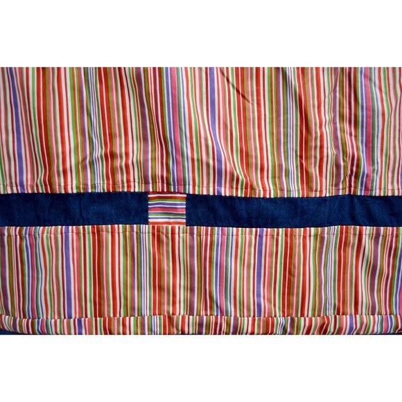 Vintage Handmade Red and Blue With Striped Backing 45X46 Inch Lap or Small Quilt - Picture 4 of 6